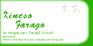 kincso farago business card